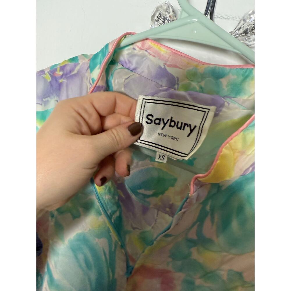 Vintage Saybury Pastel Floral Granny Floral House Dress Robe Jacket Housecoat XS - Picture 5 of 8